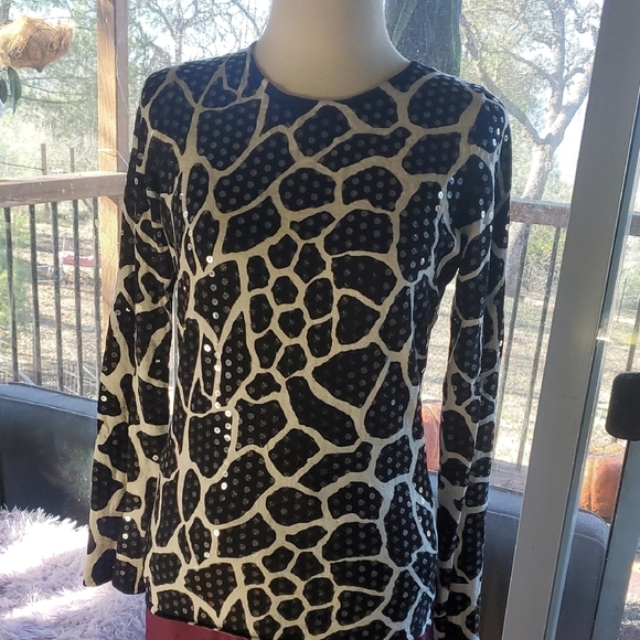 INC International Concepts Tops - Chic Black and White Animal Print Top